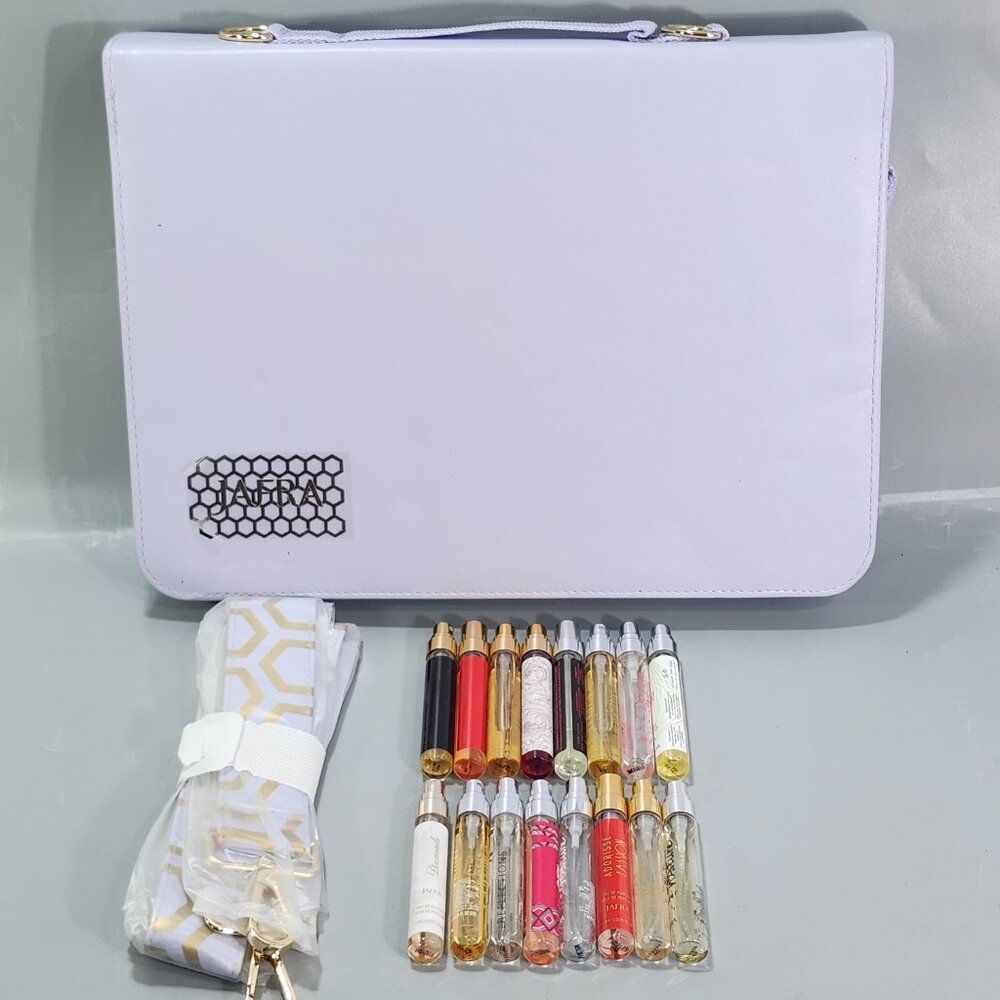 Jafra Mini 7ml Perfume 60 Bottle Storage Organizer Purple Travel Shoulder Bag